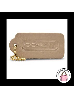 VINTAGE COACH Bone Beige Glovetanned Leather Key Fob Bag Charm Keychain Hang Tag